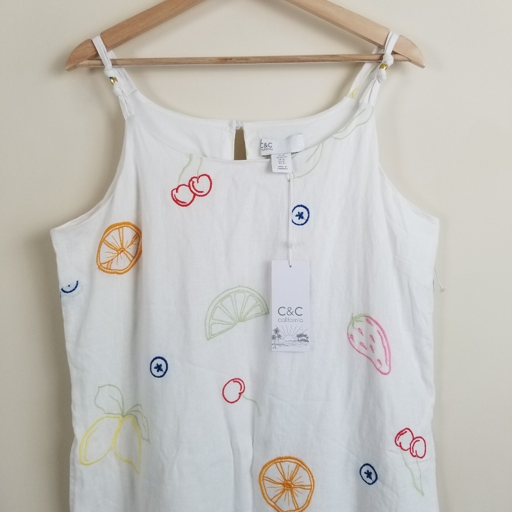 C&C Linen Blend Fruit Dress XL NWT - Picture 3 of 15